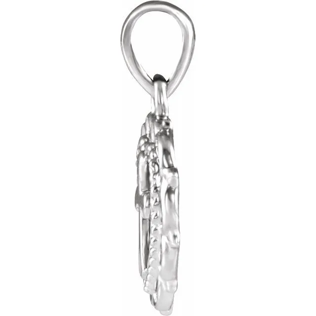 TreasureFineJewelers Necklaces Sterling Silver Youth Heart with Cross Pendant
