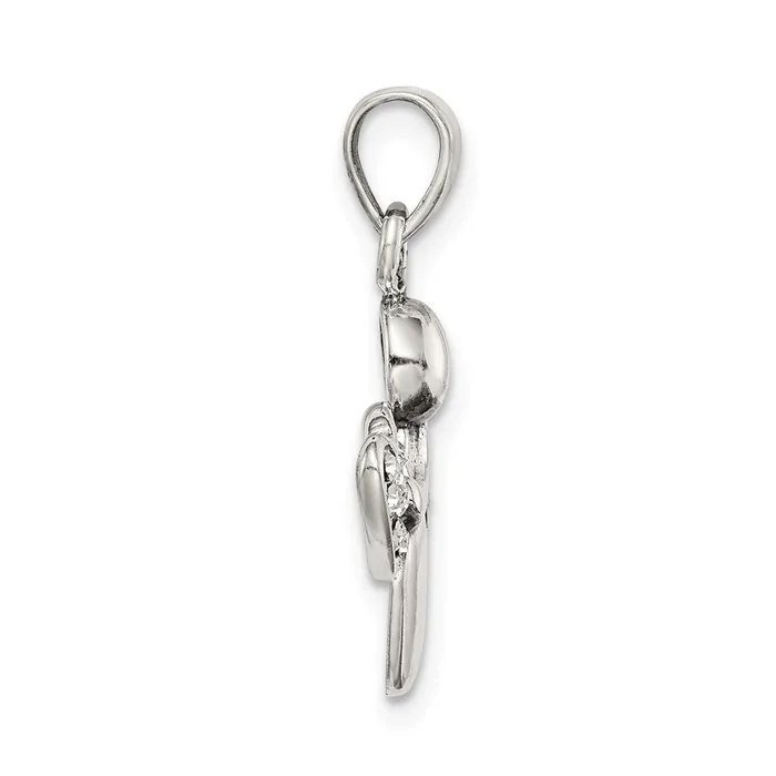 TreasureFineJewelers Rings Sterling Silver Antiqued CZ Angel Charm
