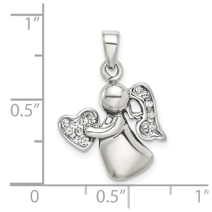 TreasureFineJewelers Rings Sterling Silver Antiqued CZ Angel Charm