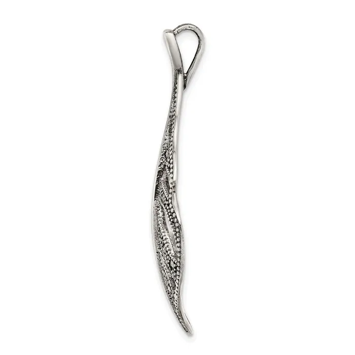 TreasureFineJewelers Rings Sterling Silver Antiqued Marcasite Leaf Slide