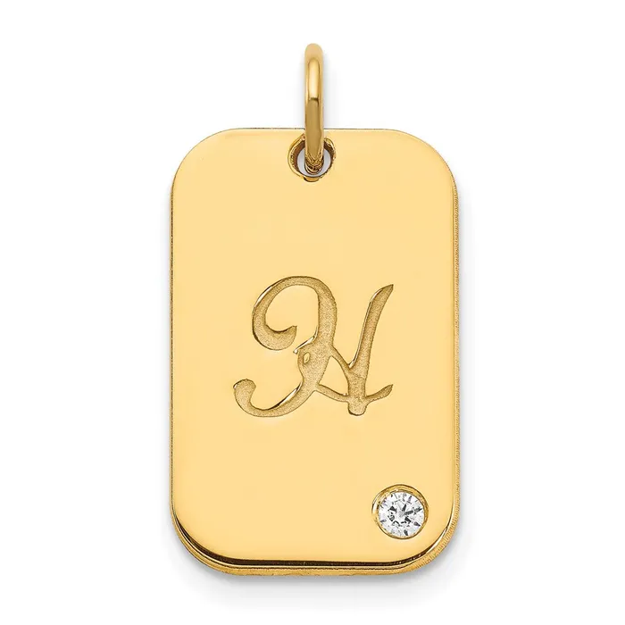 TreasureFineJewelers Rings Sterling SilverGoldplated Dog Tag with Diamond Charm TreasureFineJewelers Rings Sterling SilverGoldplated Dog Tag with Diamond Charm