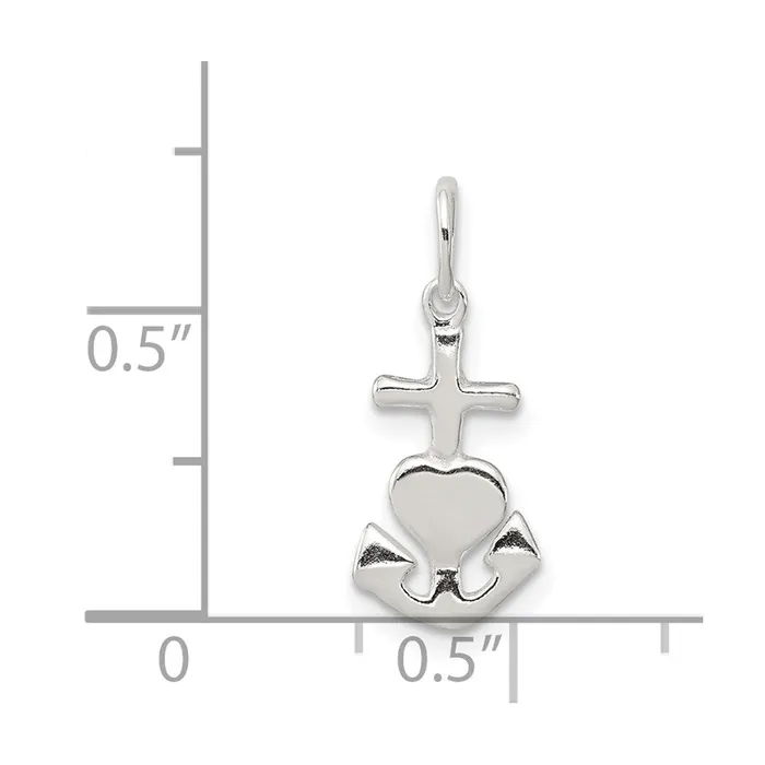 TreasureFineJewelers Rings Sterling Silver Hope Faith and Charity Charm