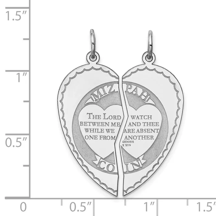 TreasureFineJewelers Rings Sterling Silver Rhodiumplated Breakapart Mizpah Charm
