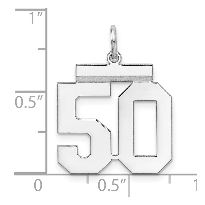 TreasureFineJewelers Rings SterlingSilver Rhodiumplated Polished Number 50 Charm