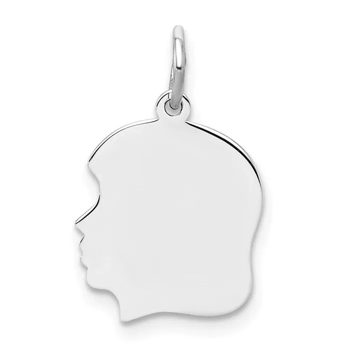 TreasureFineJewelers Sterl Silver Rhplt Engraveable Girl Polished FrontSatin Back Disc Charm Charm Necklaces TreasureFineJewelers Sterl Silver Rhplt Engraveable Girl Polished FrontSatin Back Disc Charm Charm Necklaces