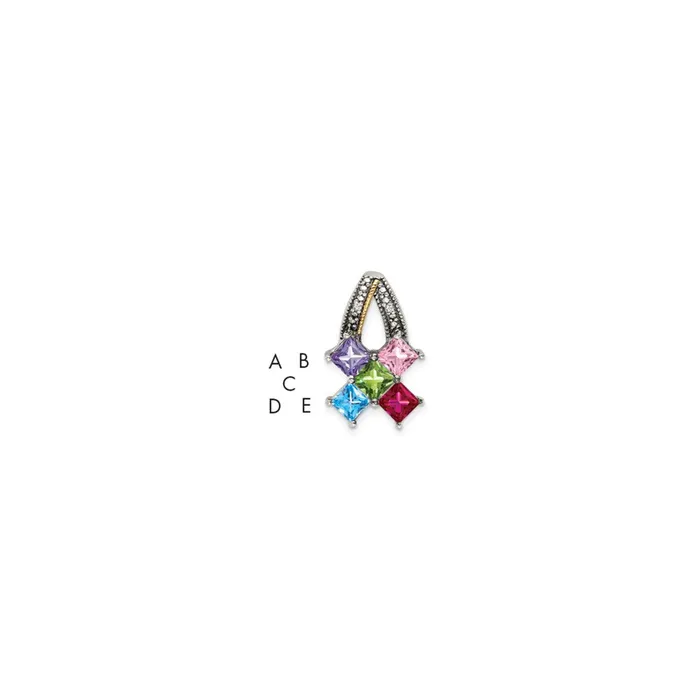 TreasureFineJewelers Sterling Silver 14k Fivestone and Diamond Mothers Pendant SemiMount Necklaces TreasureFineJewelers Sterling Silver 14k Fivestone and Diamond Mothers Pendant SemiMount Necklaces