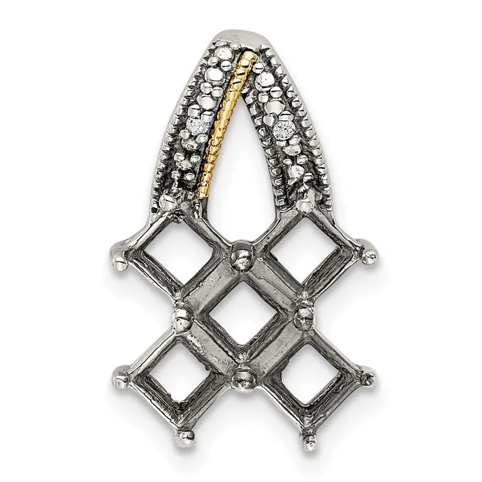 TreasureFineJewelers Sterling Silver 14k Fivestone and Diamond Mothers Pendant SemiMount Necklaces