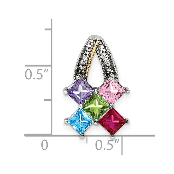 TreasureFineJewelers Sterling Silver 14k Fivestone and Diamond Mothers Pendant SemiMount Necklaces