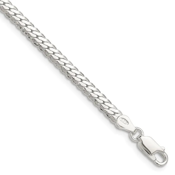 TreasureFineJewelers Sterling Silver Polished 41mm Double Oval Flat Chain Rings TreasureFineJewelers Sterling Silver Polished 41mm Double Oval Flat Chain Rings