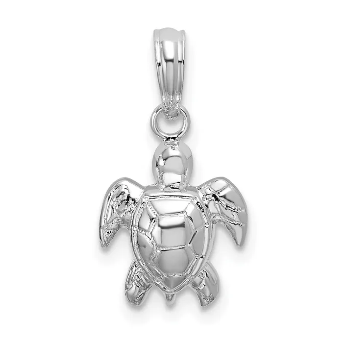 TreasureFineJewelers Sterling Silver Polished Mini Sea Turtle Pendant Necklaces TreasureFineJewelers Sterling Silver Polished Mini Sea Turtle Pendant Necklaces