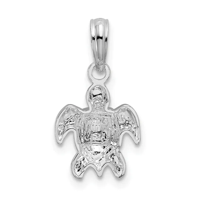 TreasureFineJewelers Sterling Silver Polished Mini Sea Turtle Pendant Necklaces