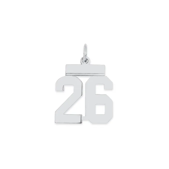 TreasureFineJewelers Sterling SilverRhodiumplated Polished Number 26 Charm Rings