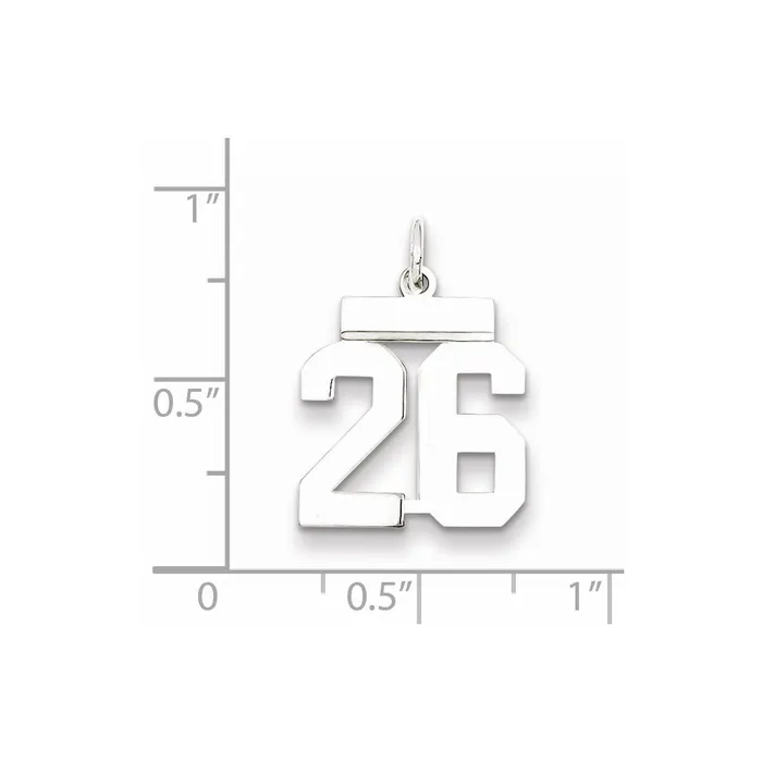 TreasureFineJewelers Sterling SilverRhodiumplated Polished Number 26 Charm Rings