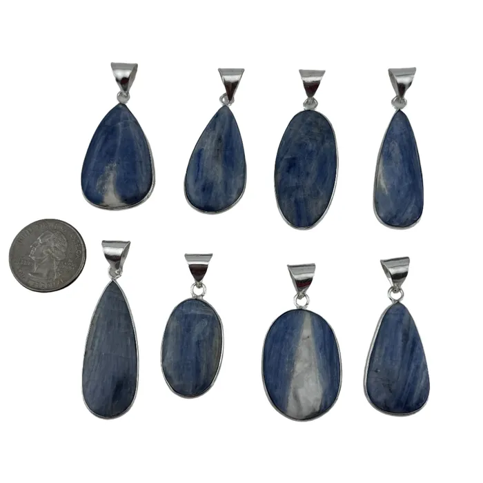 Twin Rocks and Crystals Necklaces Blue Kyanite Pendant Necklace with a Twin Rocks and Crystals Velvet Box