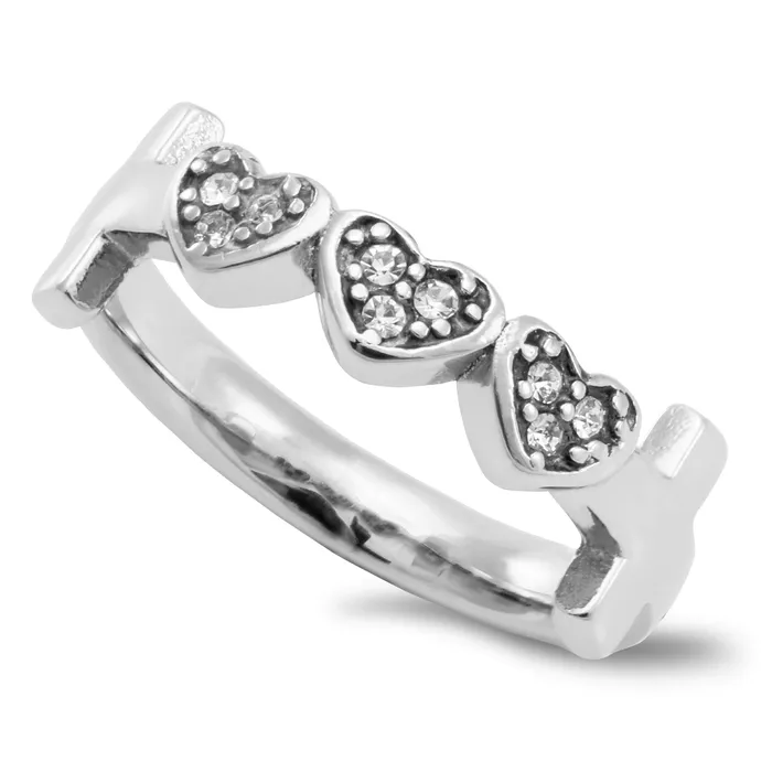 WOMAN OF GOD Cross and Heart Ring with Stones Stainless Steel North Arrow Shop Rings WOMAN OF GOD Cross and Heart Ring with Stones Stainless Steel North Arrow Shop Rings