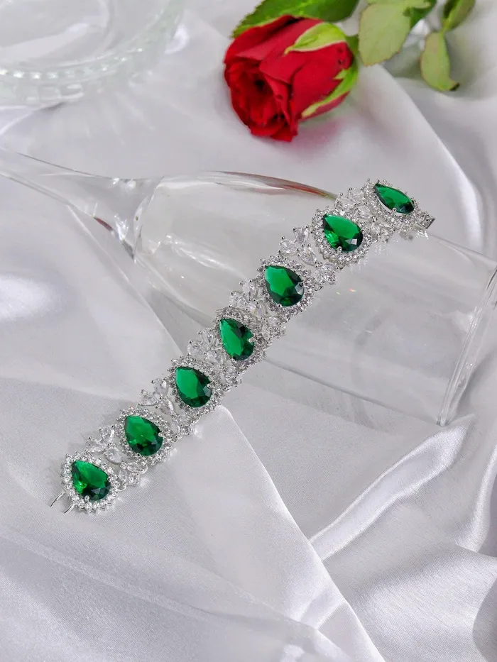 Curio Cottage Bracelets The Emerald Drops Cubic Zirconia Bracelet Curio Cottage Bracelets The Emerald Drops Cubic Zirconia Bracelet