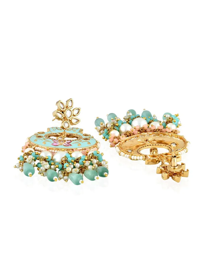 Curio Cottage Earrings The Bridal Edit Pastel Blue Enamel Chandbali Earrings Curio Cottage Earrings The Bridal Edit Pastel Blue Enamel Chandbali Earrings