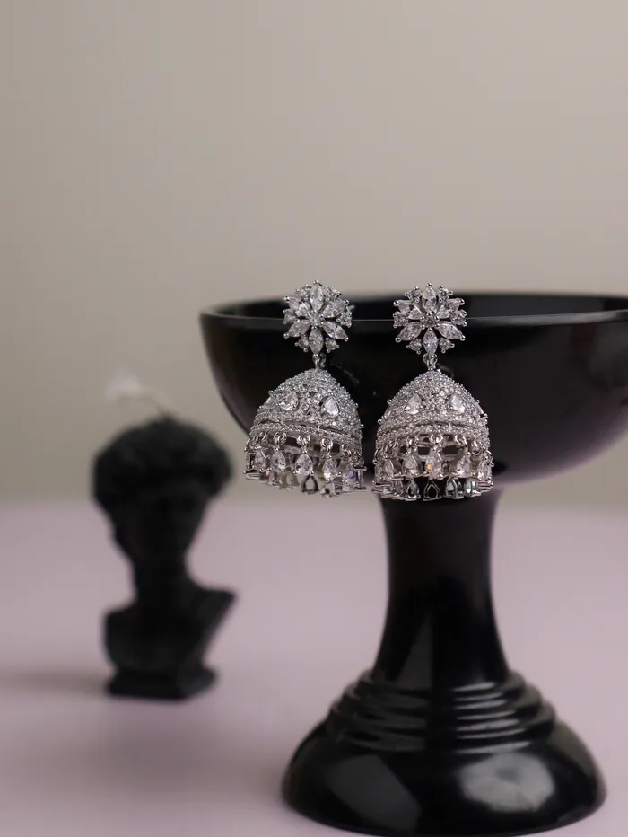 Earrings Curio Cottage Diamante Florana Cubic Zirconia Jhumki Earrings Earrings Curio Cottage Diamante Florana Cubic Zirconia Jhumki Earrings
