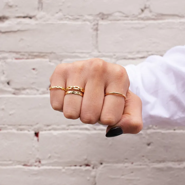 Silver Lotus Rings Plain Stackable Gold Plated Ring