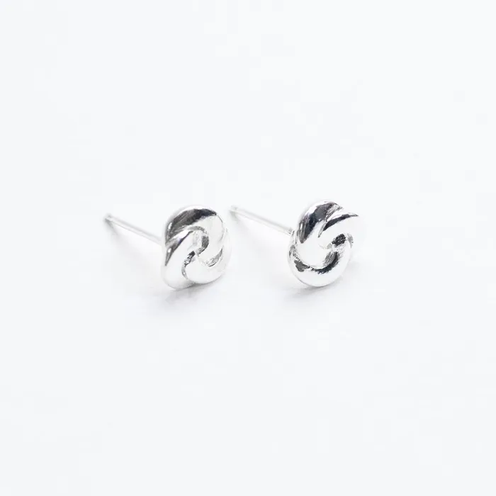Tashi Rings Three Loop Twist Silver Studs