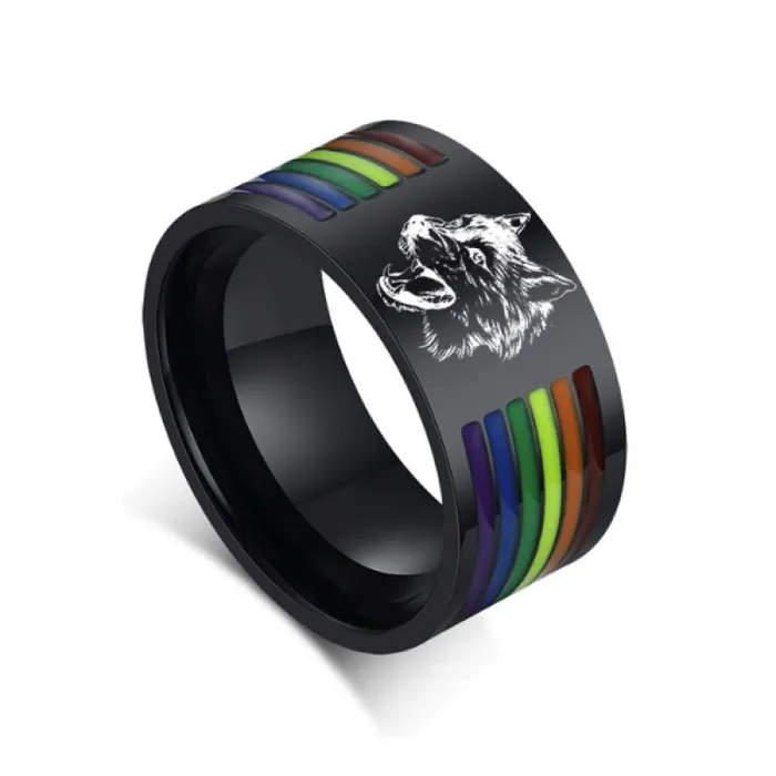 Wolf Stuff Rings Black Rainbow Ring so