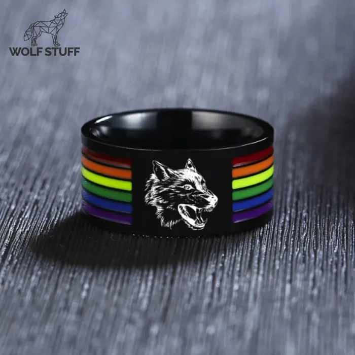 Wolf Stuff Rings Black Rainbow Ring so