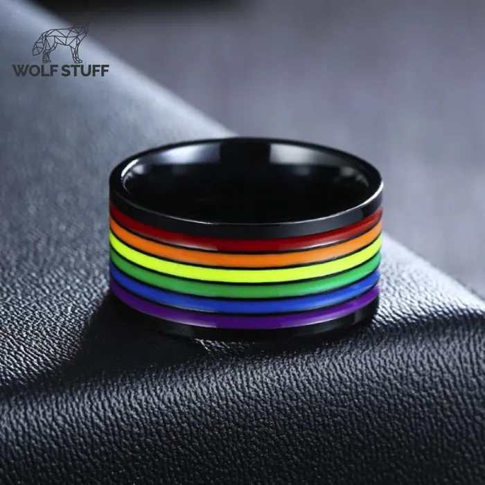 Wolf Stuff Rings Black Rainbow Ring so
