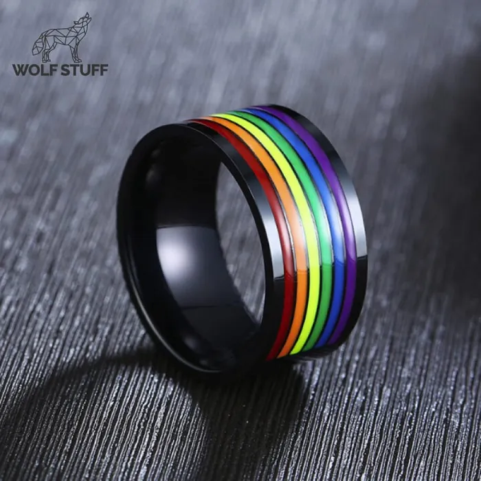 Wolf Stuff Rings Black Rainbow Ring so