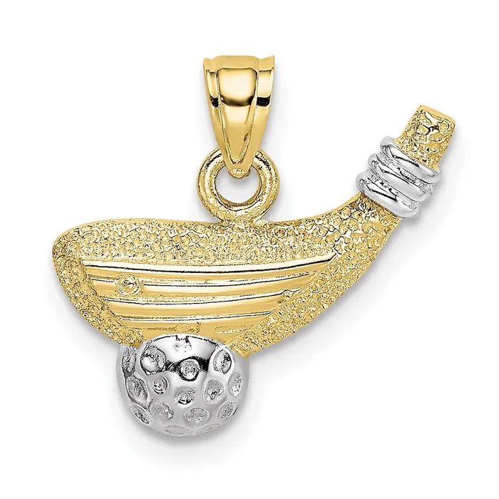 10k Rhodium Golf Club and Ball CharmWBC10K1998 WB Choice Jewelry Charm Necklaces 10k Rhodium Golf Club and Ball CharmWBC10K1998 WB Choice Jewelry Charm Necklaces