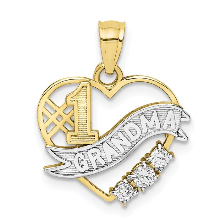 10K WRhodium CZ 1 GRANDMA In Heart PendantWBC10C1355 WB Choice Jewelry Necklaces 10K WRhodium CZ 1 GRANDMA In Heart PendantWBC10C1355 WB Choice Jewelry Necklaces