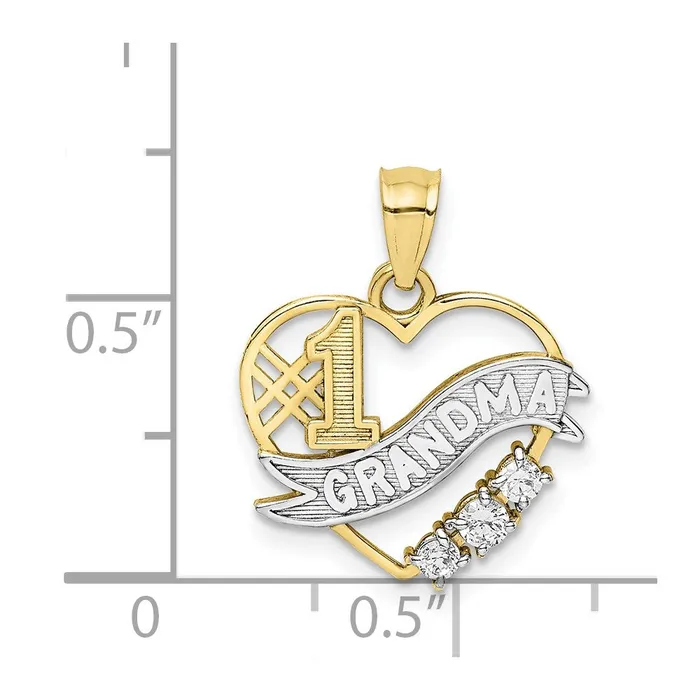 10K WRhodium CZ 1 GRANDMA In Heart PendantWBC10C1355 WB Choice Jewelry Necklaces 10K WRhodium CZ 1 GRANDMA In Heart PendantWBC10C1355 WB Choice Jewelry Necklaces