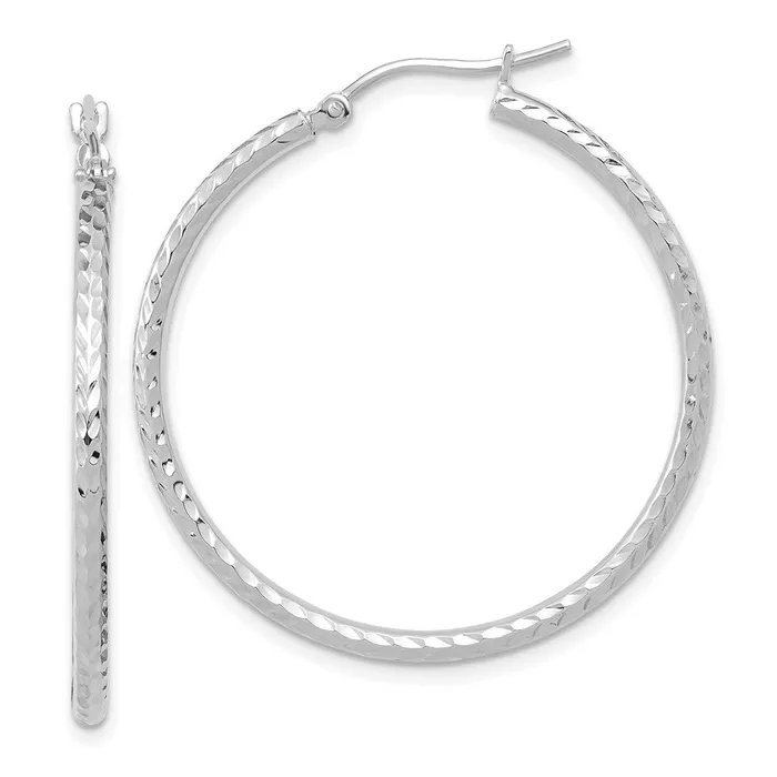 10k White Gold Diamondcut 2mm Round Tube Hoop EarringsWBC10TC395W WB Choice Jewelry Earrings 10k White Gold Diamondcut 2mm Round Tube Hoop EarringsWBC10TC395W WB Choice Jewelry Earrings
