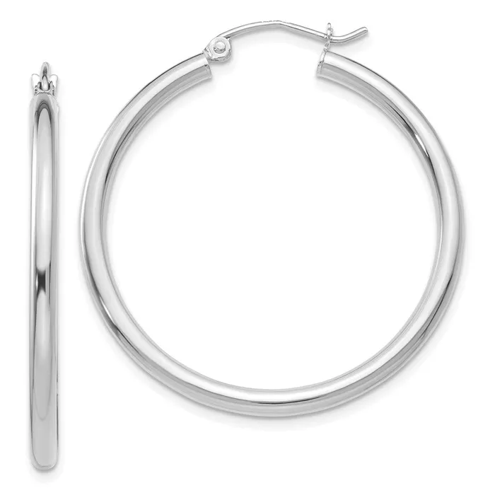 10K White Gold Polished 25mm Tube Hoop EarringsWBC10T837 WB Choice Jewelry Earrings 10K White Gold Polished 25mm Tube Hoop EarringsWBC10T837 WB Choice Jewelry Earrings