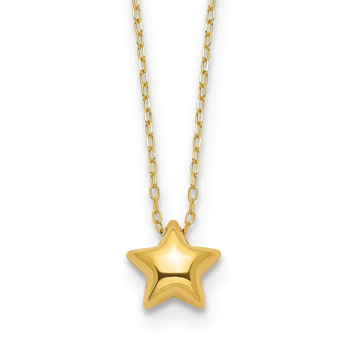 14k Polished Puffed Star 165in NecklaceWBCSF2898165 WB Choice Jewelry Necklaces 14k Polished Puffed Star 165in NecklaceWBCSF2898165 WB Choice Jewelry Necklaces