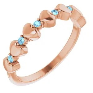 14K Rose Aquamarine Stackable Heart Ring 71999627PSTWBC WB Choice Jewelry Rings 14K Rose Aquamarine Stackable Heart Ring 71999627PSTWBC WB Choice Jewelry Rings
