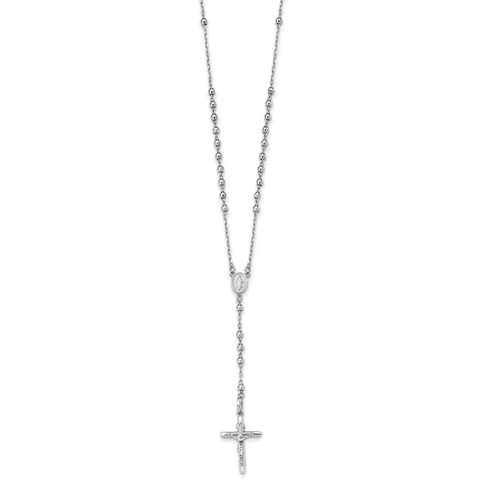 14k White Gold Diamondcut 3mm Beaded Rosary NecklaceWBCSF206424 WB Choice Jewelry Necklaces 14k White Gold Diamondcut 3mm Beaded Rosary NecklaceWBCSF206424 WB Choice Jewelry Necklaces
