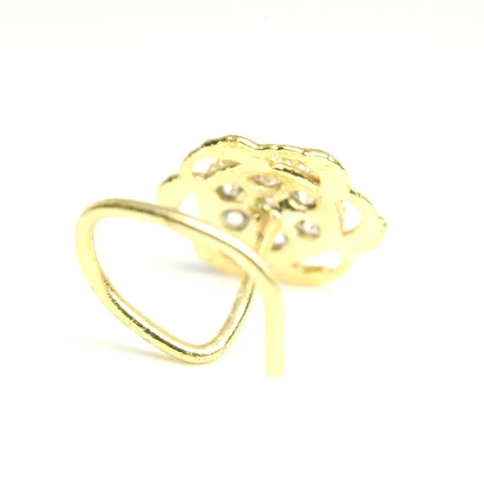 2pc Set Gold Plated Indian Medusa Square Nose Stud CZ Twisted piercing nose ring Karizma Jewels Rings