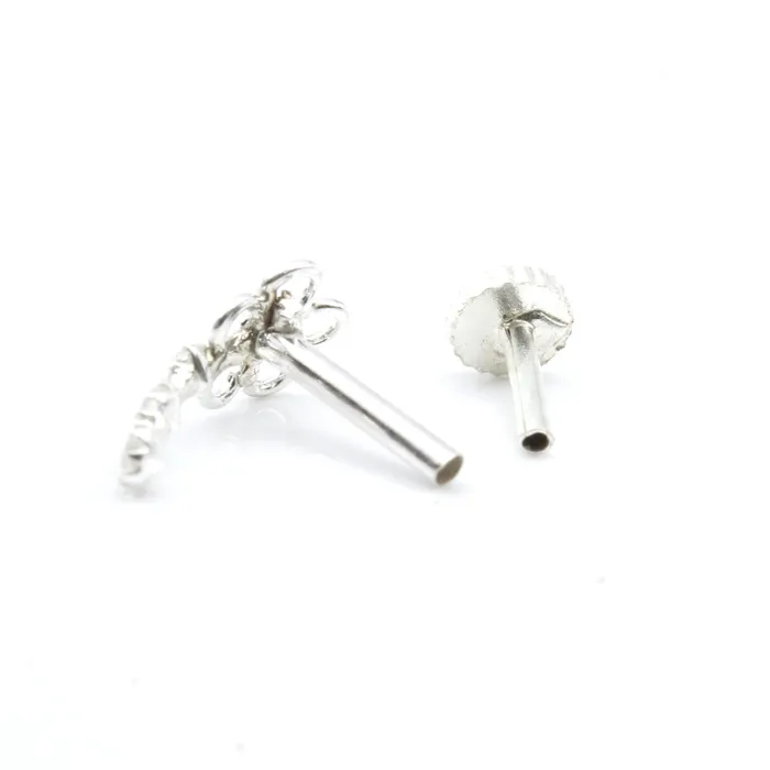 925 Sterling Silver White CZ Nose ring Push Pin Karizma Jewels Rings
