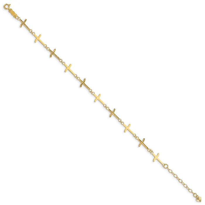 Bracelets WB Choice Jewelry 14k Polished Diamondcut Crosses w1in Ext BraceletWBCFB14987 Bracelets WB Choice Jewelry 14k Polished Diamondcut Crosses w1in Ext BraceletWBCFB14987