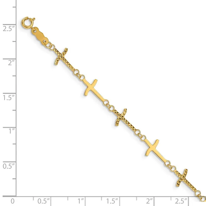 Bracelets WB Choice Jewelry 14k Polished Diamondcut Crosses w1in Ext BraceletWBCFB14987 Bracelets WB Choice Jewelry 14k Polished Diamondcut Crosses w1in Ext BraceletWBCFB14987