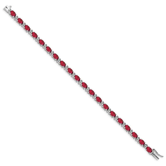 Bracelets WB Choice Jewelry 14k White Gold Oval Created Ruby and Diamond BraceletWBCBM7147RU010WA Bracelets WB Choice Jewelry 14k White Gold Oval Created Ruby and Diamond BraceletWBCBM7147RU010WA