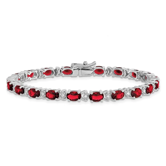 Bracelets WB Choice Jewelry 14k White Gold Oval Created Ruby and Diamond BraceletWBCBM7147RU010WA Bracelets WB Choice Jewelry 14k White Gold Oval Created Ruby and Diamond BraceletWBCBM7147RU010WA