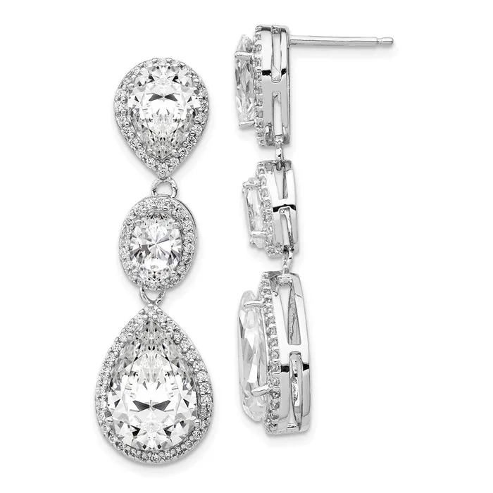 Cheryl M SS Rhodium Plated Fancy Teardrop CZ Dangle Post EarringsWBCQCM969 WB Choice Jewelry Earrings Cheryl M SS Rhodium Plated Fancy Teardrop CZ Dangle Post EarringsWBCQCM969 WB Choice Jewelry Earrings