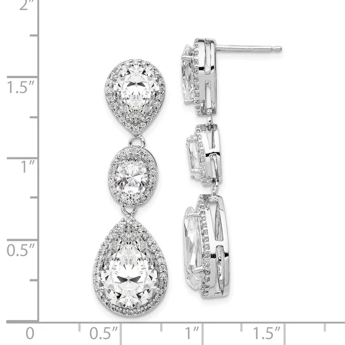 Cheryl M SS Rhodium Plated Fancy Teardrop CZ Dangle Post EarringsWBCQCM969 WB Choice Jewelry Earrings Cheryl M SS Rhodium Plated Fancy Teardrop CZ Dangle Post EarringsWBCQCM969 WB Choice Jewelry Earrings