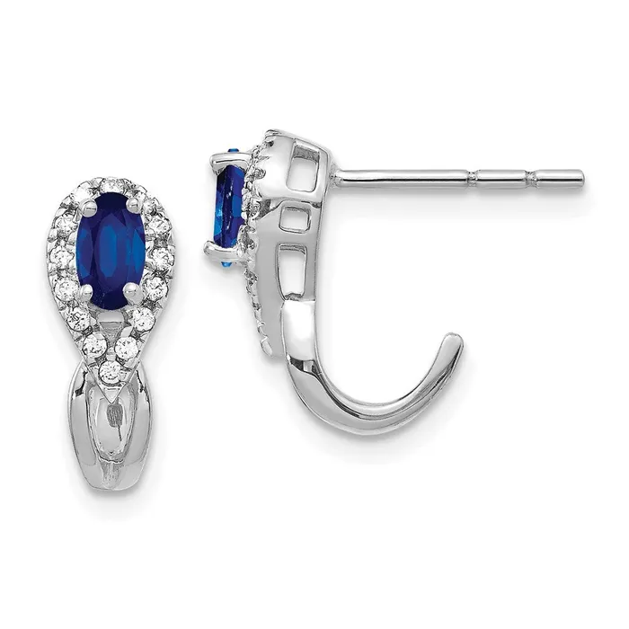 Earrings 14k White Gold Diamond and Sapphire J Hoop Post EarringsWBCEM5593SA013WA WB Choice Jewelry Earrings 14k White Gold Diamond and Sapphire J Hoop Post EarringsWBCEM5593SA013WA WB Choice Jewelry