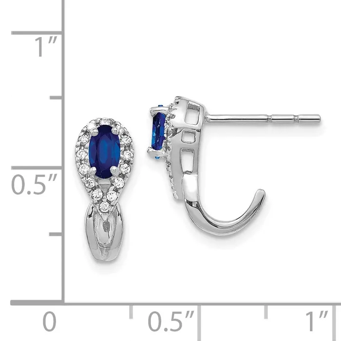 Earrings 14k White Gold Diamond and Sapphire J Hoop Post EarringsWBCEM5593SA013WA WB Choice Jewelry Earrings 14k White Gold Diamond and Sapphire J Hoop Post EarringsWBCEM5593SA013WA WB Choice Jewelry