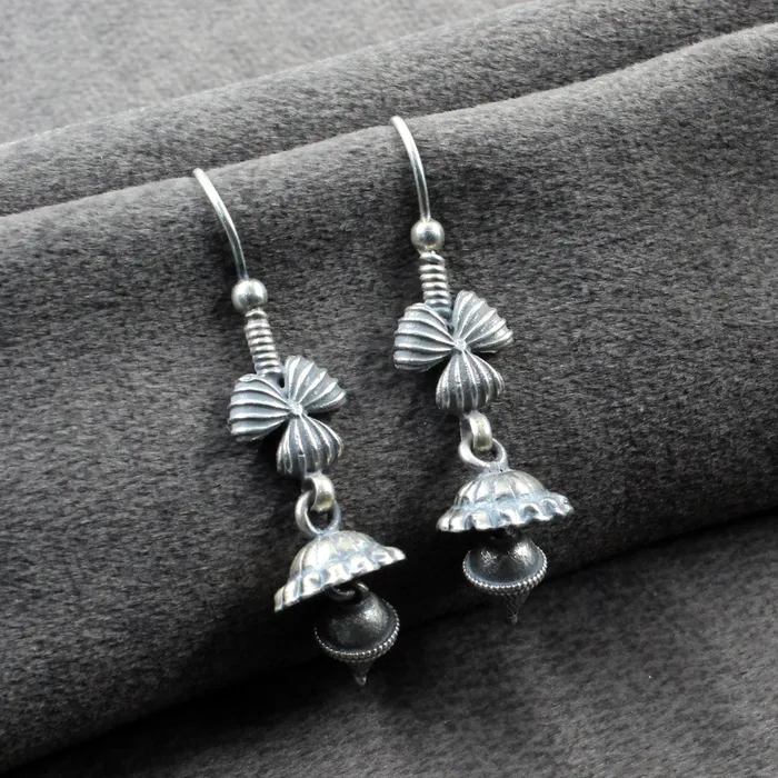Earrings Real Sterling Silver Oxidized Boho Style dangle earrings Karizma Jewels