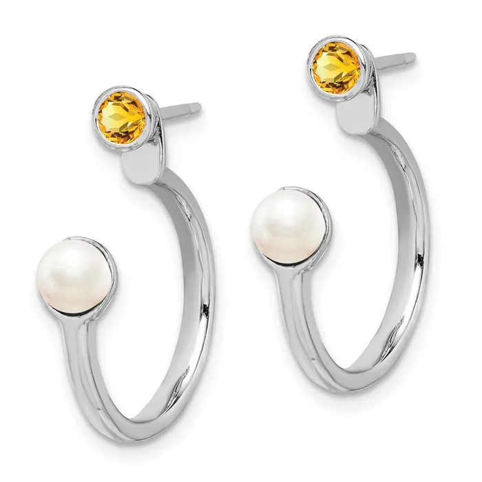 Earrings Sterling Silver Rhodiumplated FWC Pearl Citrine Front Back Post EarringsWBCQE14376CI WB Choice Jewelry Earrings Sterling Silver Rhodiumplated FWC Pearl Citrine Front Back Post EarringsWBCQE14376CI WB Choice Jewelry