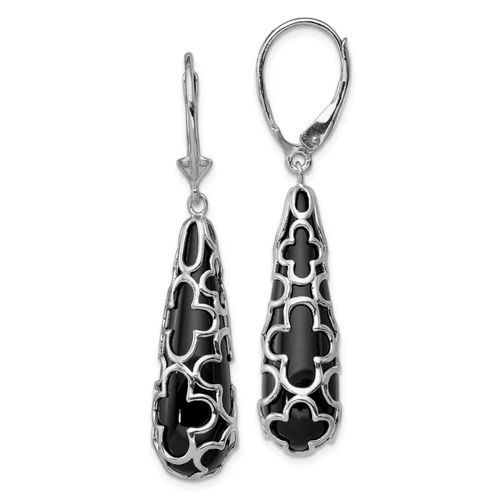 Earrings Sterling Silver Rhodiumplated Onyx Teardrop Leverback EarringsWBCQE12025 WB Choice Jewelry Earrings Sterling Silver Rhodiumplated Onyx Teardrop Leverback EarringsWBCQE12025 WB Choice Jewelry