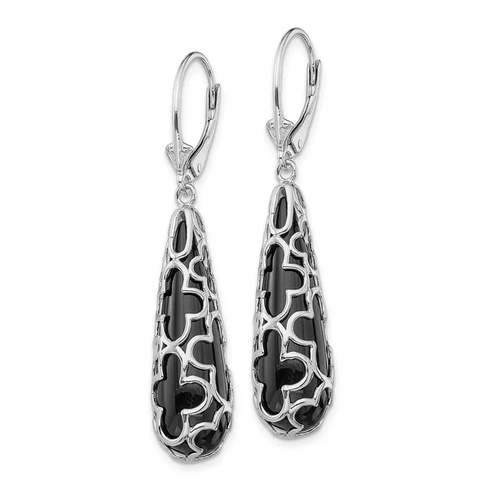 Earrings Sterling Silver Rhodiumplated Onyx Teardrop Leverback EarringsWBCQE12025 WB Choice Jewelry Earrings Sterling Silver Rhodiumplated Onyx Teardrop Leverback EarringsWBCQE12025 WB Choice Jewelry
